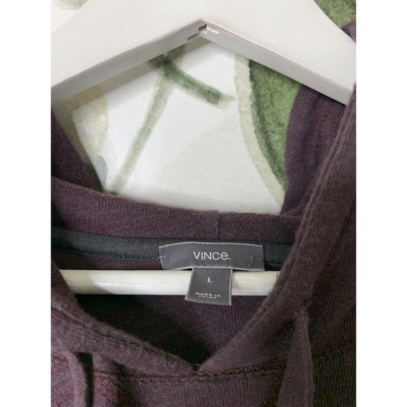 Vince Mens Large Cotton Melange Raglan Pullover Hoodie Heather Red - Picture 3 of 5